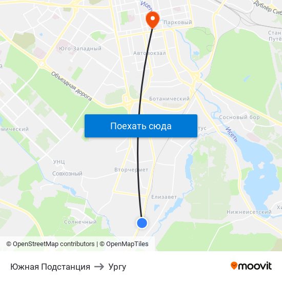 Южная Подстанция to Ургу map