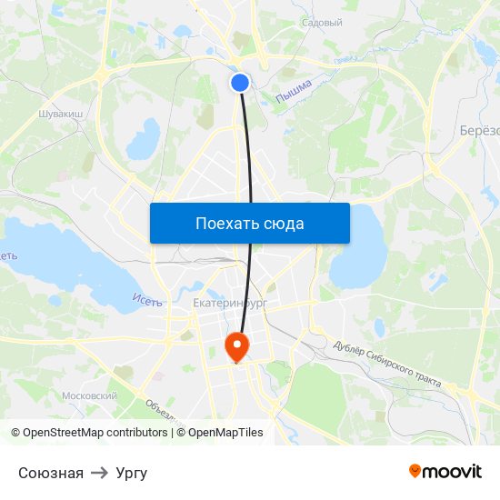 Союзная to Ургу map