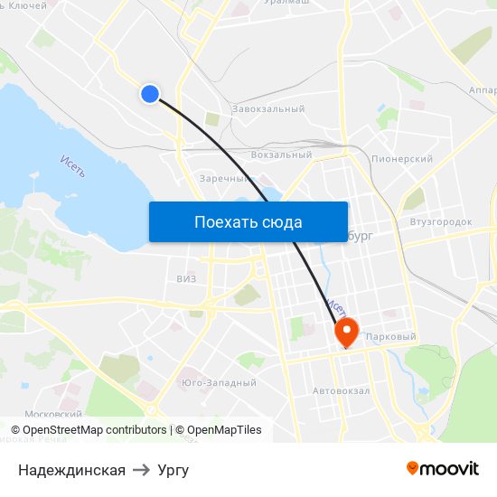 Надеждинская to Ургу map