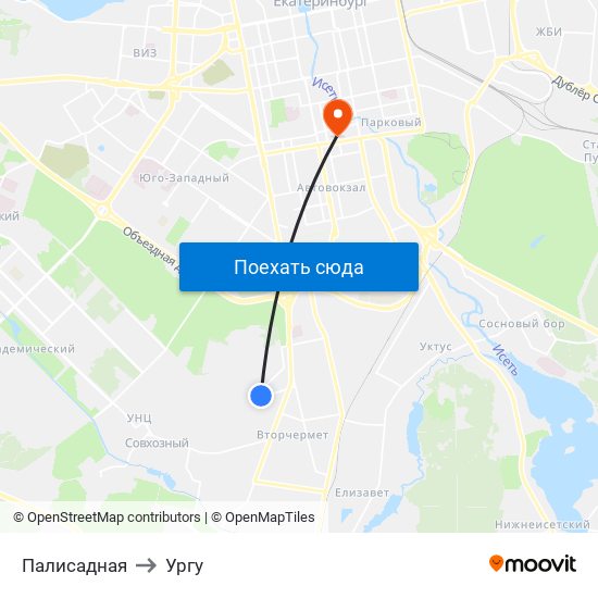 Палисадная to Ургу map