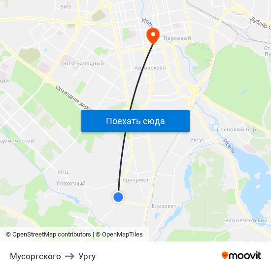 Мусоргского to Ургу map