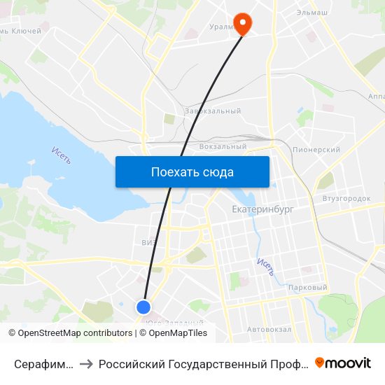 Серафимы Дерябиной to Российский Государственный Профессионально-Педагогический Университет map