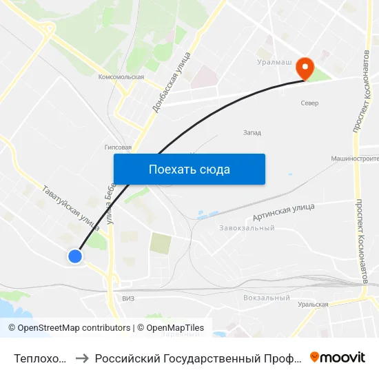 Теплоходный Проезд to Российский Государственный Профессионально-Педагогический Университет map
