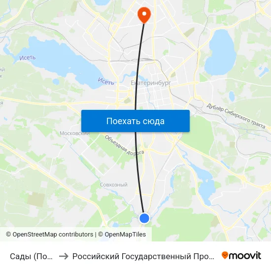 Сады (Полевской Тракт) to Российский Государственный Профессионально-Педагогический Университет map