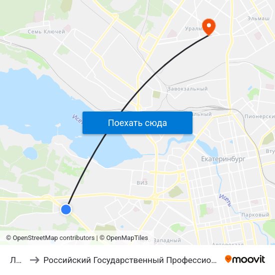 Лесхоз to Российский Государственный Профессионально-Педагогический Университет map