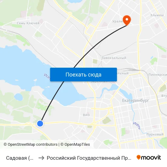 Садовая (Ул. Металлургов) to Российский Государственный Профессионально-Педагогический Университет map
