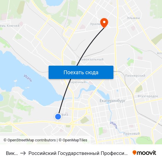 Викулова to Российский Государственный Профессионально-Педагогический Университет map