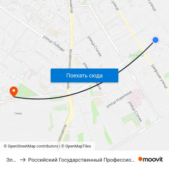Эльмаш to Российский Государственный Профессионально-Педагогический Университет map