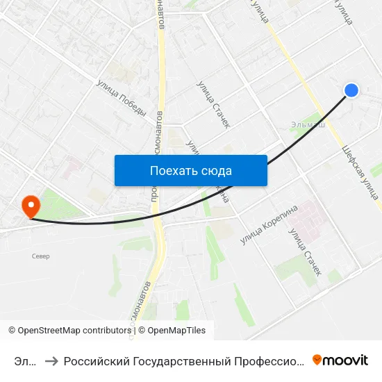 Эльмаш to Российский Государственный Профессионально-Педагогический Университет map