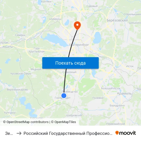 Зеленая to Российский Государственный Профессионально-Педагогический Университет map