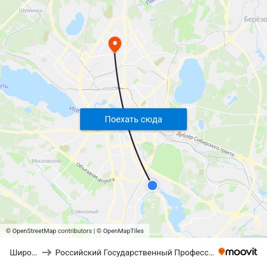 Широкий Пер. to Российский Государственный Профессионально-Педагогический Университет map