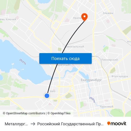 Металлургов (Ул. Викулова) to Российский Государственный Профессионально-Педагогический Университет map