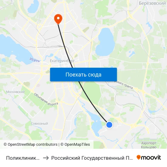 Поликлиника (Ул. Дагестанская) to Российский Государственный Профессионально-Педагогический Университет map