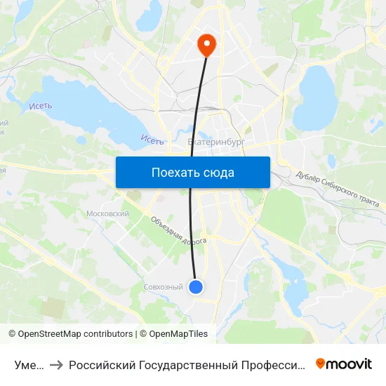 Умельцев to Российский Государственный Профессионально-Педагогический Университет map