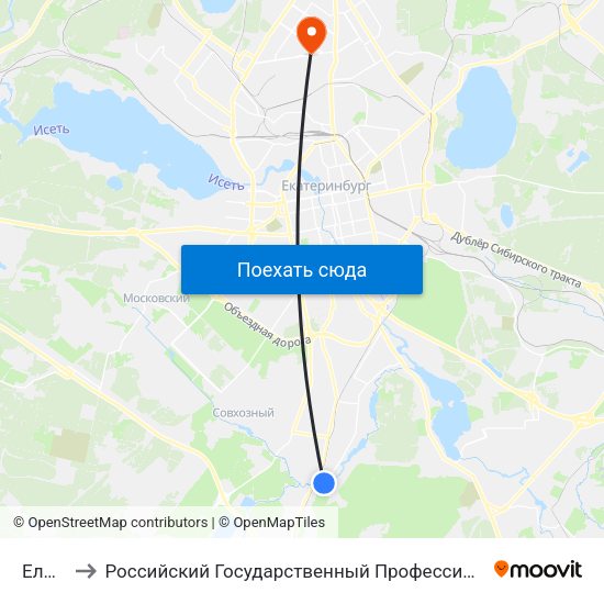 Елизавет to Российский Государственный Профессионально-Педагогический Университет map