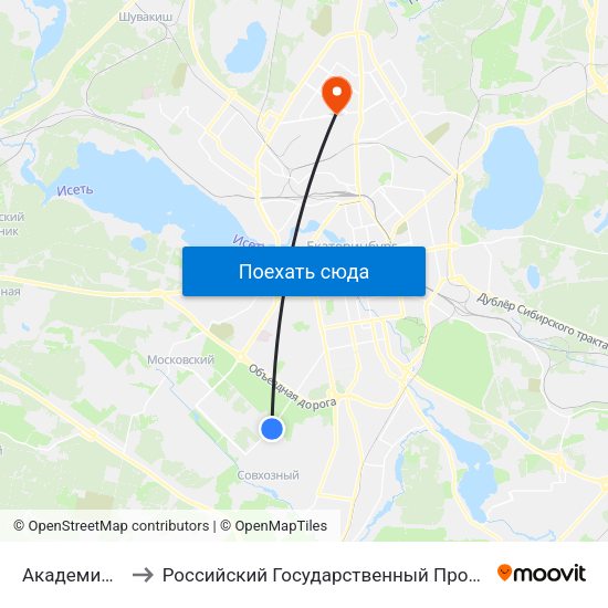 Академика Вонсовского to Российский Государственный Профессионально-Педагогический Университет map