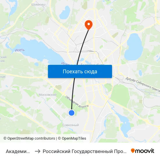 Академика Вонсовского to Российский Государственный Профессионально-Педагогический Университет map