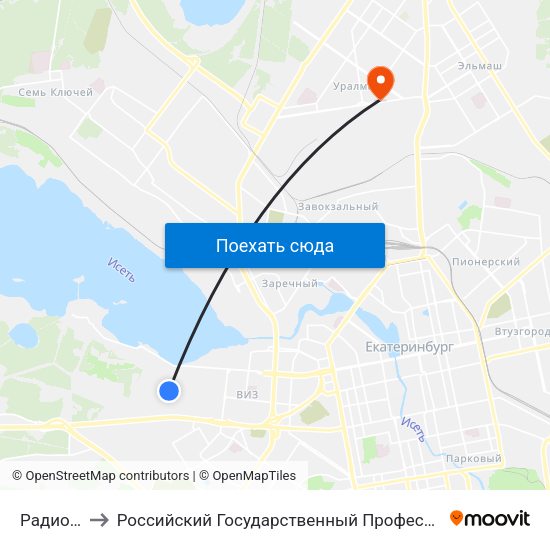 Радиоколледж to Российский Государственный Профессионально-Педагогический Университет map