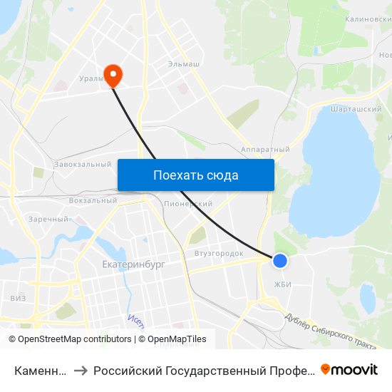 Каменные Палатки to Российский Государственный Профессионально-Педагогический Университет map