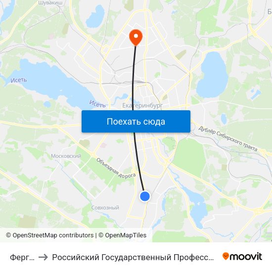 Ферганская to Российский Государственный Профессионально-Педагогический Университет map