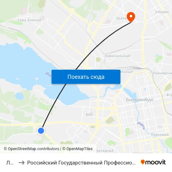 Лесхоз to Российский Государственный Профессионально-Педагогический Университет map