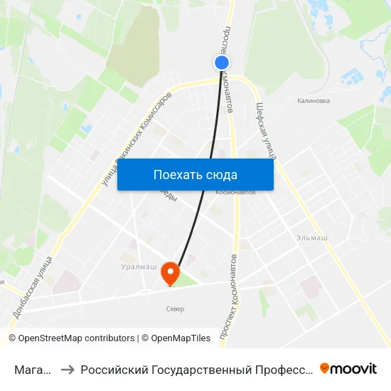 Магазин Кедр to Российский Государственный Профессионально-Педагогический Университет map
