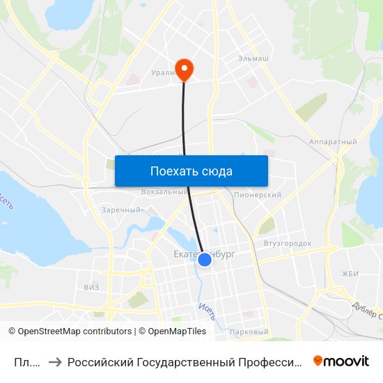 Пл. Труда to Российский Государственный Профессионально-Педагогический Университет map