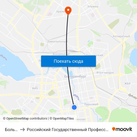 Большакова to Российский Государственный Профессионально-Педагогический Университет map