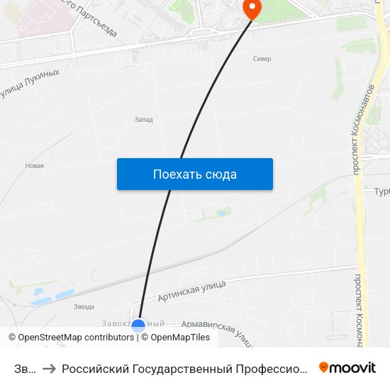 Звезда to Российский Государственный Профессионально-Педагогический Университет map
