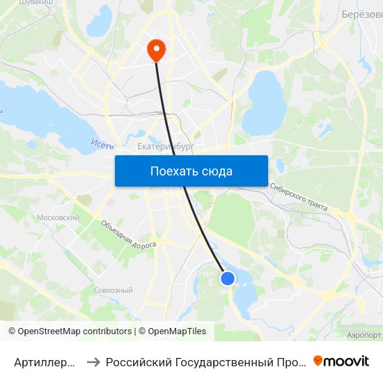 Артиллерийский Институт to Российский Государственный Профессионально-Педагогический Университет map