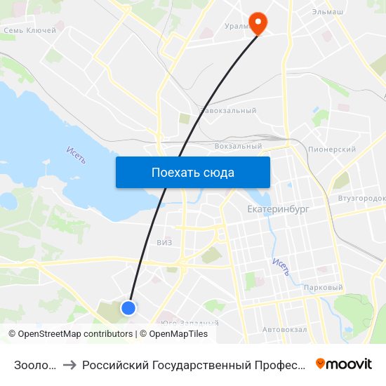 Зоологическая to Российский Государственный Профессионально-Педагогический Университет map