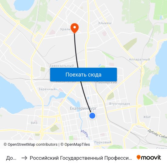 Дом Кино to Российский Государственный Профессионально-Педагогический Университет map