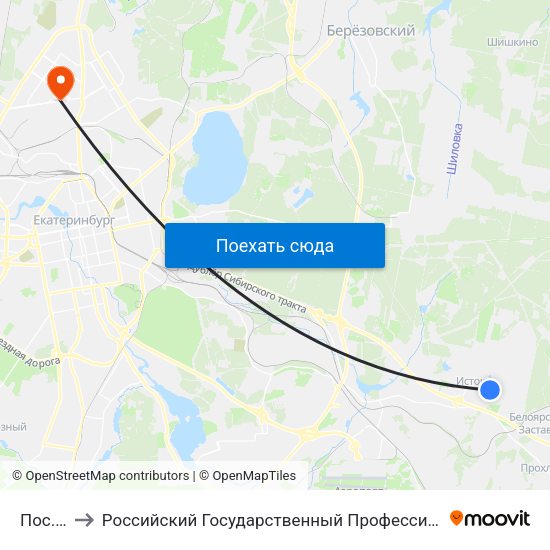 Пос. Исток to Российский Государственный Профессионально-Педагогический Университет map