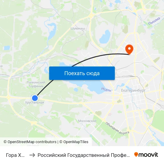 Гора Хрустальная to Российский Государственный Профессионально-Педагогический Университет map