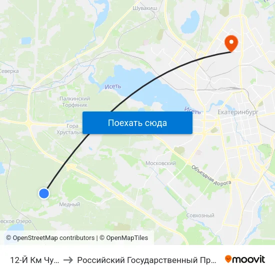 12-Й Км Чусовского Тракта to Российский Государственный Профессионально-Педагогический Университет map