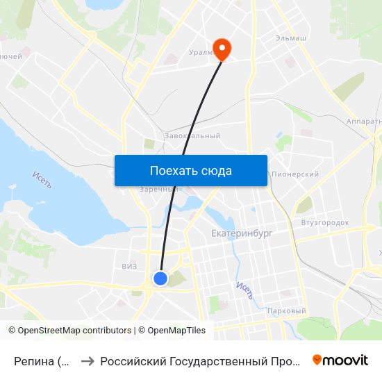 Репина (Ул. Посадская) to Российский Государственный Профессионально-Педагогический Университет map