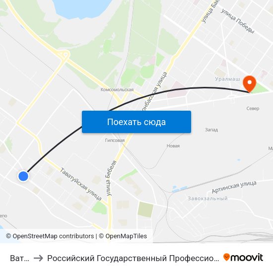 Ватутина to Российский Государственный Профессионально-Педагогический Университет map