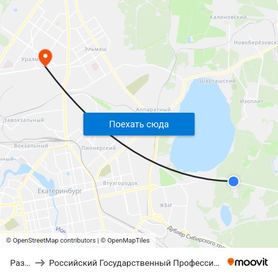 Развилки to Российский Государственный Профессионально-Педагогический Университет map