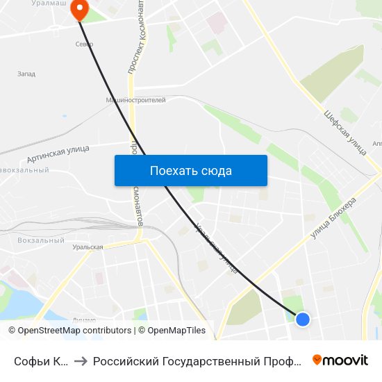 Софьи Ковалевской to Российский Государственный Профессионально-Педагогический Университет map