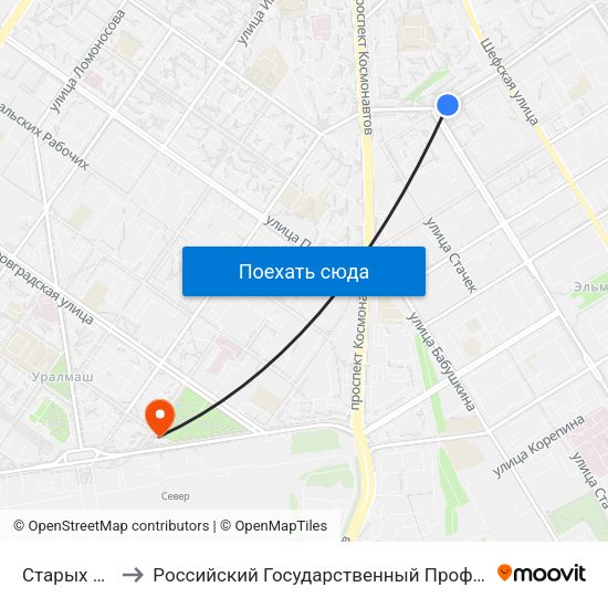Старых Большевиков to Российский Государственный Профессионально-Педагогический Университет map