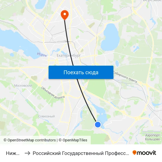Нижнеисетск to Российский Государственный Профессионально-Педагогический Университет map