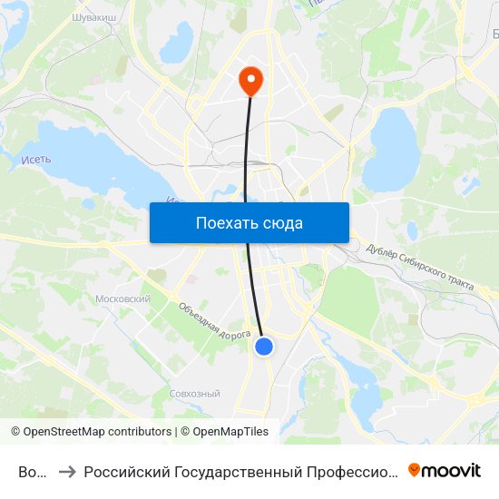 Военная to Российский Государственный Профессионально-Педагогический Университет map