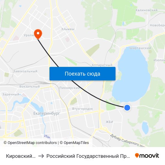 Кировский Оптовый Рынок to Российский Государственный Профессионально-Педагогический Университет map