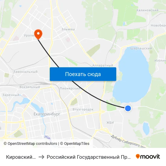 Кировский Оптовый Рынок to Российский Государственный Профессионально-Педагогический Университет map