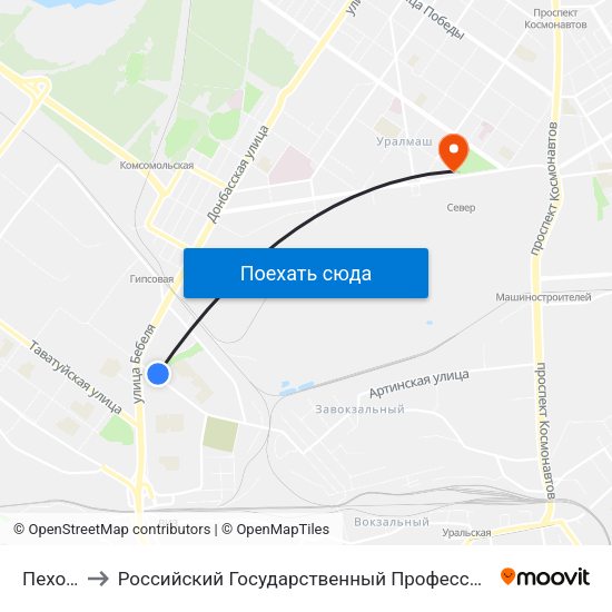 Пехотинцев to Российский Государственный Профессионально-Педагогический Университет map