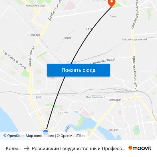 Колмогорова to Российский Государственный Профессионально-Педагогический Университет map