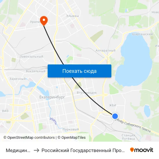 Медицинский Колледж to Российский Государственный Профессионально-Педагогический Университет map