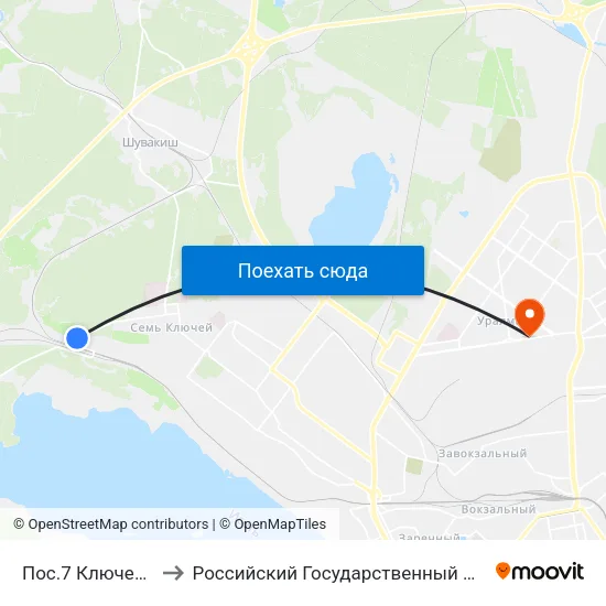 Пос.7 Ключей (Тагильский Подход) to Российский Государственный Профессионально-Педагогический Университет map