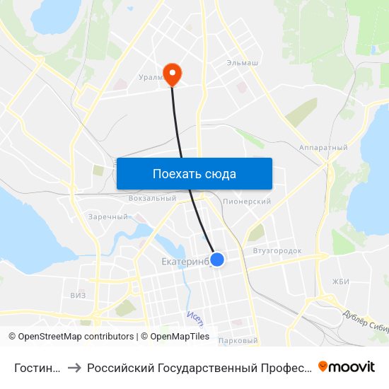Гостиница Исеть to Российский Государственный Профессионально-Педагогический Университет map