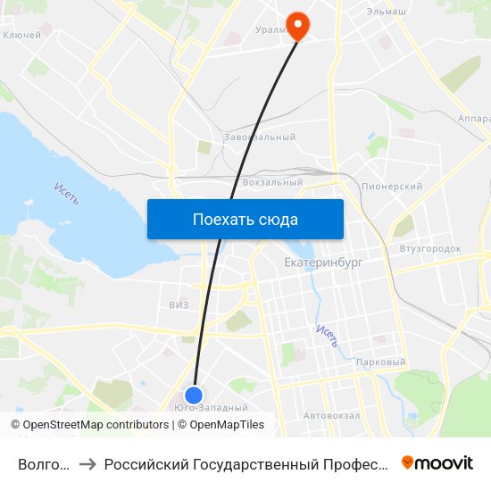 Волгоградская to Российский Государственный Профессионально-Педагогический Университет map